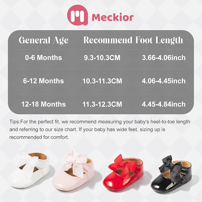 Meckior Infant Baby Girls Soft Sole Bowknot Princess Wedding Dress Mary Jane - Image 4