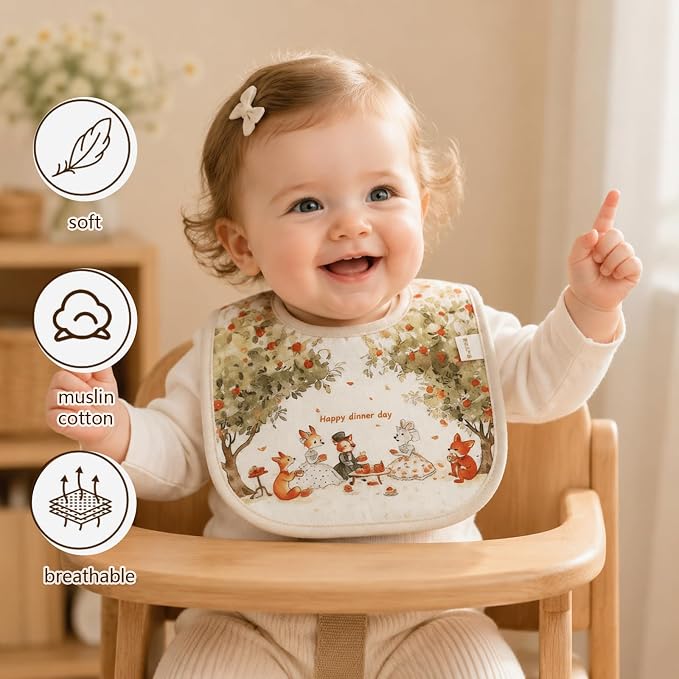 Organic Cotton Muslin Baby Bibs - Image 5