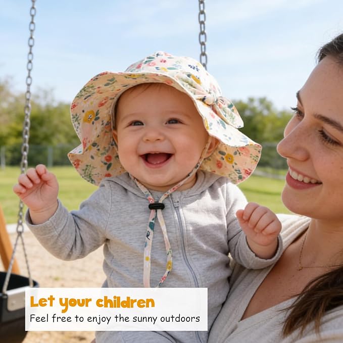 Baby Girl Sun Hat with UPF 50+ Outdoor Adjustable Beach Hat with Wide Brim - Image 3