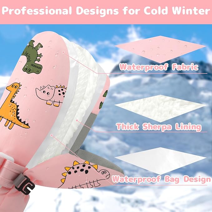 Olreco Baby Toddler Mittens Waterproof Infant Baby Winter Mittens Toddler Snow - Image 3