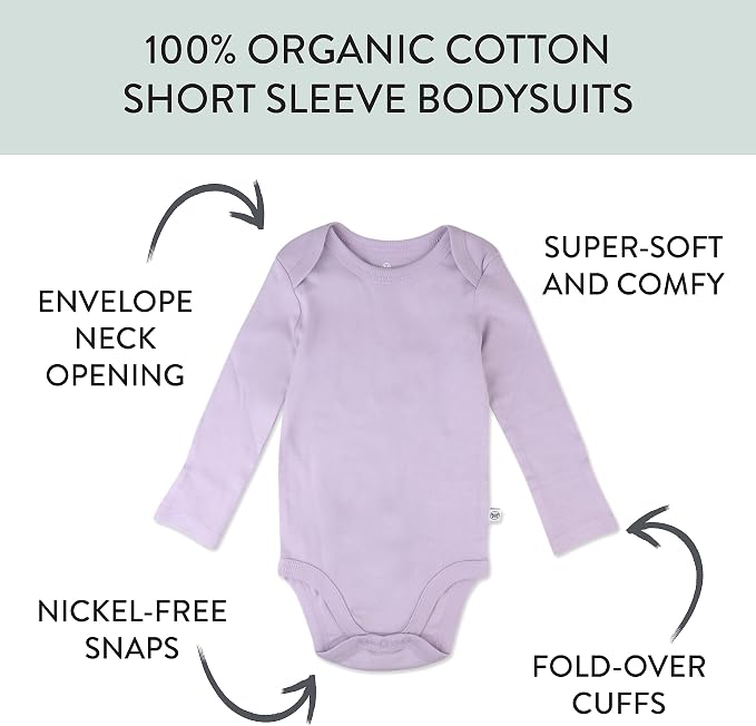 HonestBaby baby-girls 5-pack Long Sleeve Bodysuits One Piece 100% Organic Cotton - Image 3