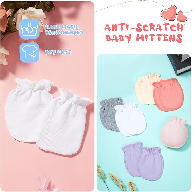 Syhood 6 Pairs Newborn Baby Mittens Cotton No Scratch Infant Gloves Elastic - Image 5
