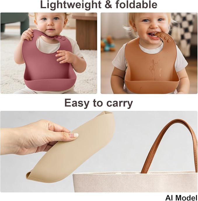 Set of 3 Silicone Bibs for Babies Toddler, Soft Adjustable Bibs for Baby Girl - Image 10