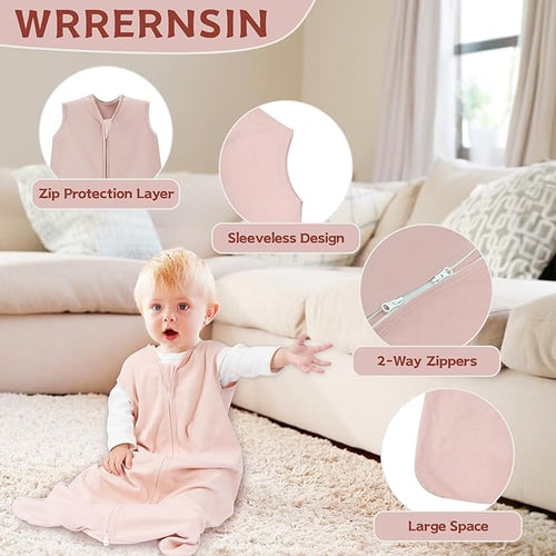 3 Pack Baby Sleep Sack 18-24 Months 100% Cotton TOG 0.5 Baby Sleeping Bag 2-Way Zipper Toddler Wearable Blankets Comfy Stretchy Summer Sleep Sacks
