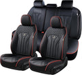 FLORICH Leather Seat Covers Full Set Car Seat Protectors 5 Seats Automotive Seat Covers Universal Fit for Most Cars Trucks SUV-Black&Red Line