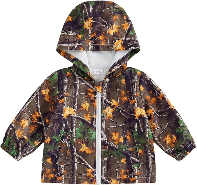 Toddler Baby Boy Lightweight Hooded Jacket Excavator Coat Outwear | Truck Print by Rourufy