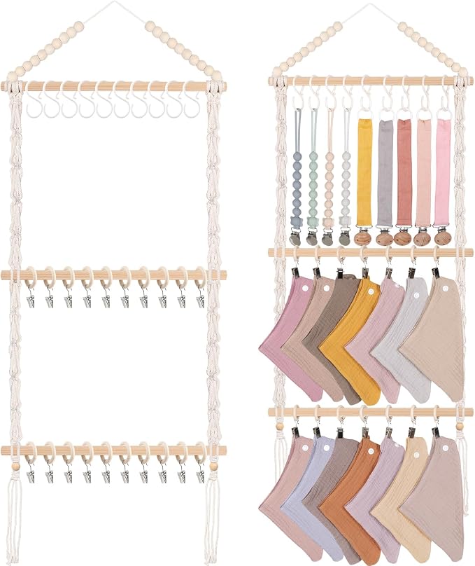 POVETIRE Pacifier Clip Holder Baby Bibs Organizer Burp Cloth Storage by POVETIRE