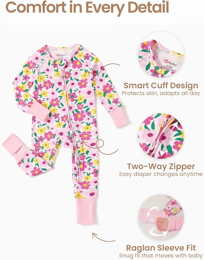 PATPAT Organic Cotton Baby Footie Pajamas - Image 5