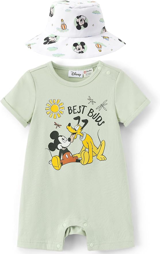 Disney Baby Boy's 2-Piece Romper and Sun Hat Outfit Set Newborn to Infant by Disney