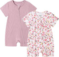 Bafeicao Baby Girl 2 Pack Bamboo Viscose Sleeper Romper | Short Sleeve by Bafeicao