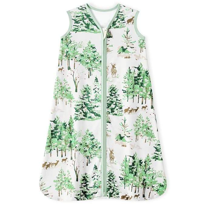 Baby Sleep Sack 18-24 Months 100% Cotton Lightweight 0.5 TOG Wearable Blanket Baby Sleep Bag with 2-Way Zipper for Infant Toddler Green Pine Tree