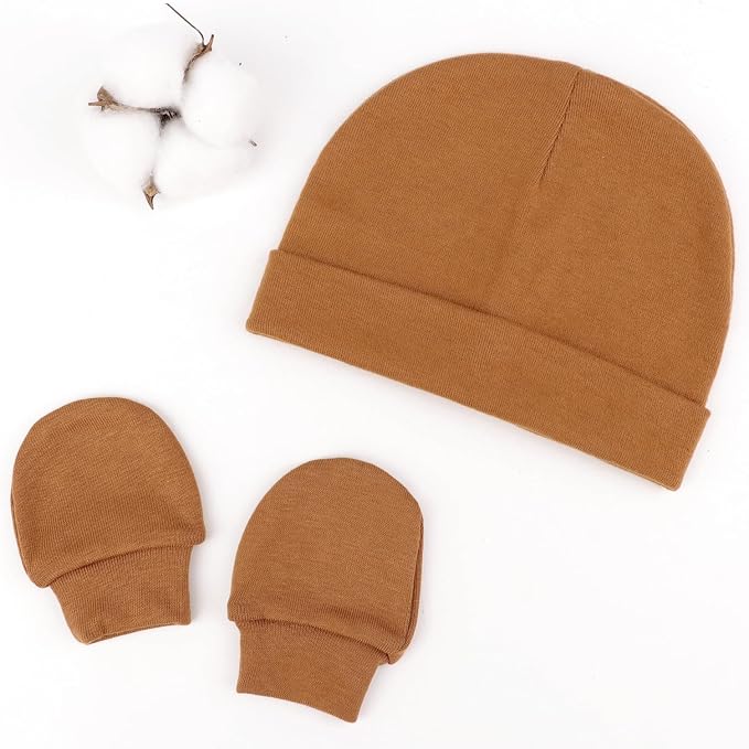 BQUBO Newborn Girls Hats Baby Hat and Mittens Set Infant Caps Bow Hospital - Image 6