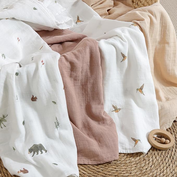 POMISO Muslin Swaddle Blankets for Boys & Girls, Newborn Receiving Blankets - Image 6