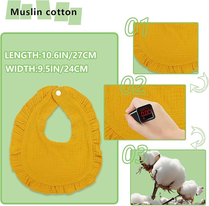 Organic Cotton Muslin Baby Bibs - Image 3