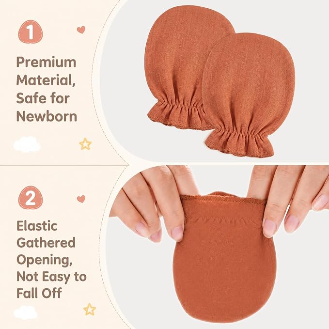 Muslin Baby Mittens for Newborn Cotton No Scratch Soft Gloves 0-6 months | - Image 3