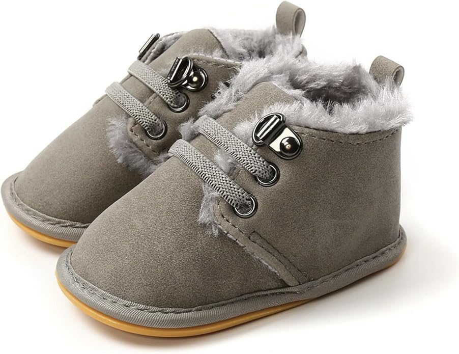 Baby Boys Girls Booties Fleece Anti-Slip Soft Sole Boots Toddler First Walker by AKINGIO