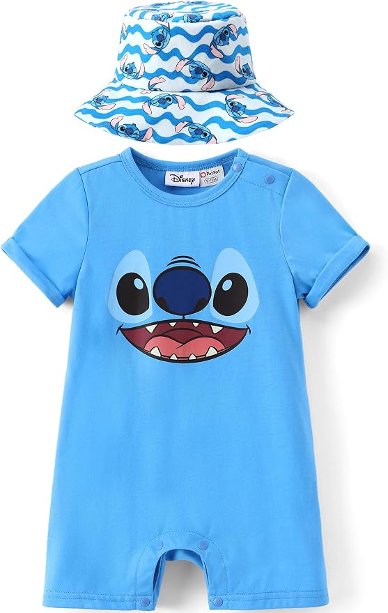Disney Baby Boy's 2-Piece Romper and Sun Hat Outfit Set Newborn to Infant by Disney