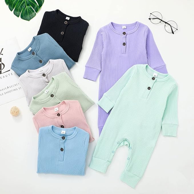 Bafeicao Baby Boy Girl 2/3 Pack Solid Romper Ribbed Short/Long Sleeve | - Image 6