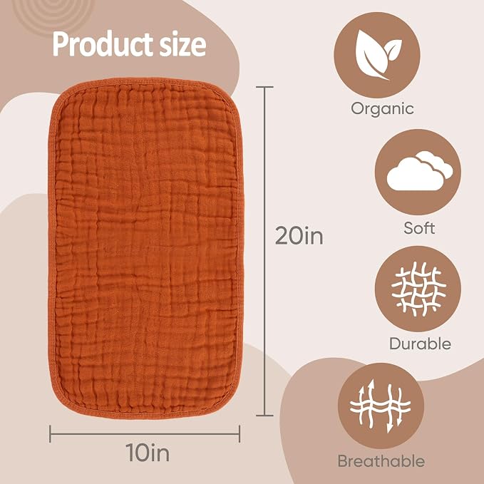 MIGIOL Muslin Burp Cloths 100% Cotton Pack of 12. Soft, Gentle & Absorbent Baby - Image 2