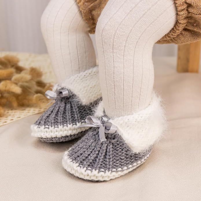 Meckior Baby Booties Newborn First Walkers Cozy Shoes Warm Hand Crochet Knit - Image 3