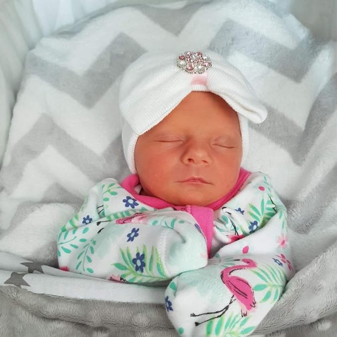 Newborn Baby Girl Hats with Bow No Scratch Cotton Toddler Infant Hat Beanie - Image 5