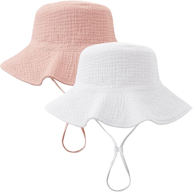 Konssy 2-Pack Muslin Baby Girl Sun Hats by Konssy