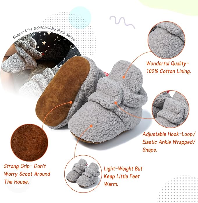 Sawimlgy Newborn Infant Baby Girl Boy Cotton Booties Stay On Sock Slippers Soft - Image 5