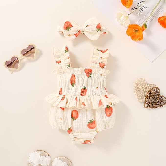 YOUNGER TREE Baby girl Romper Infant Summer Clothes Ruffle Sleeveless One Piece - Image 2