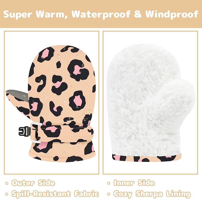 Olreco Baby Toddler Mittens Waterproof Infant Baby Winter Mittens Toddler Snow - Image 5
