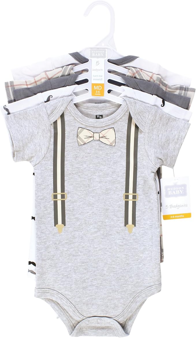 Hudson Baby Unisex Baby Cotton Bodysuits 5-pack - Image 2