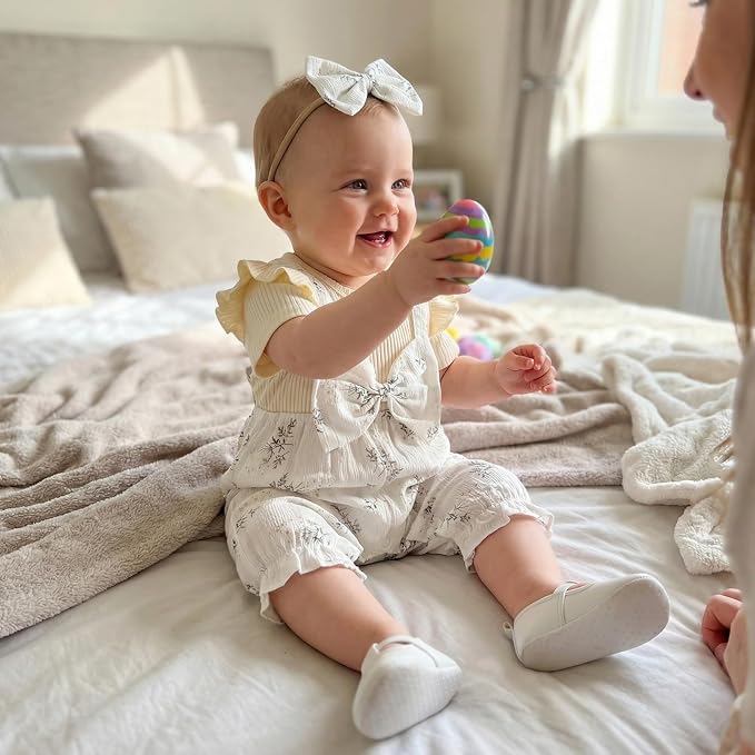 YINGISFITM Newborn Baby Girl Summer Clothes Short Sleeve Bubble Romper Bow - Image 4