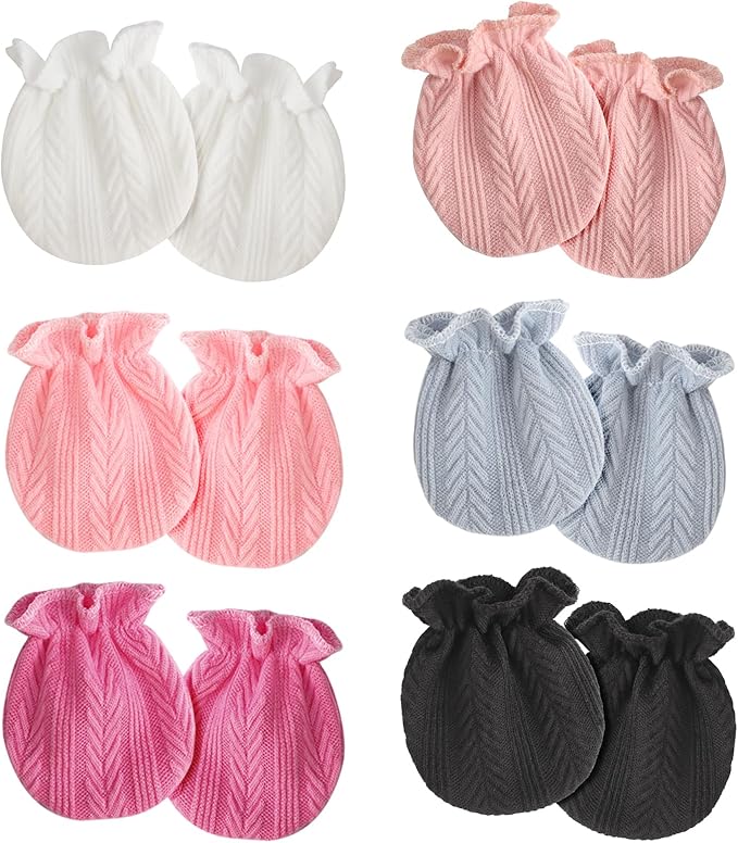 AQOKKA Newborn Baby Mittens No Scratch Cotton Elastic Wrist Gloves Infant by AQOKKA