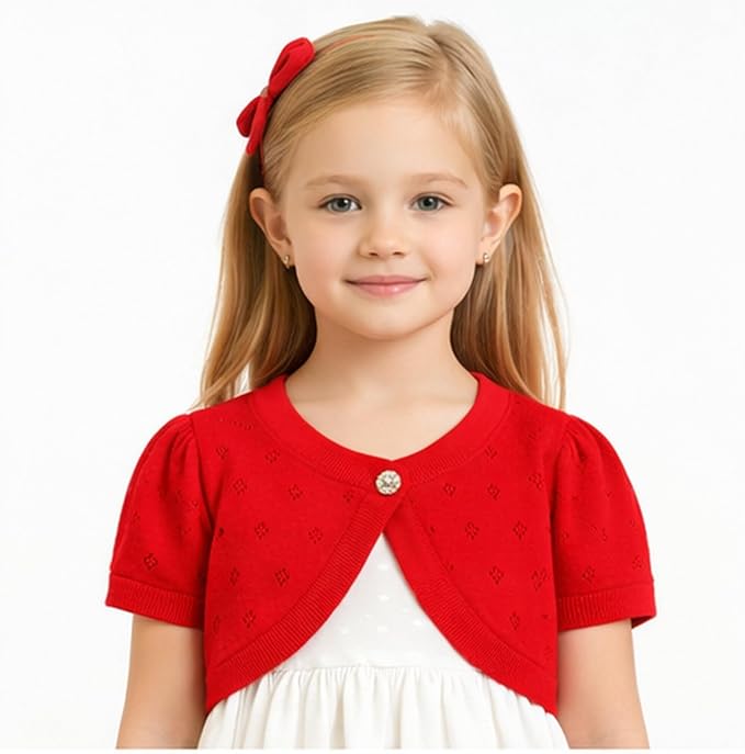 Girls Cardigan Sweater Toddler Baby Kids Knit Bolero Shrug - Image 2
