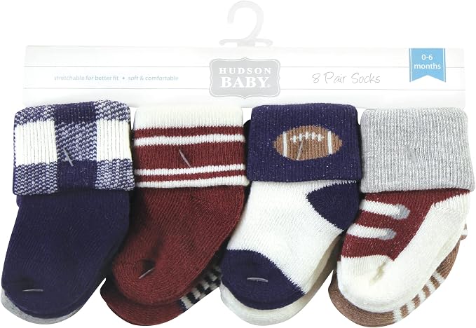 Hudson Baby Baby 8-pack Cotton Rich Newborn and Terry Socks - Image 2