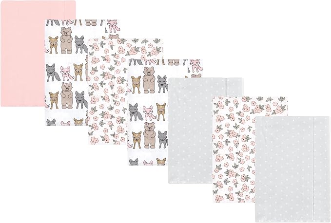 Luvable Friends Hudson Baby Flannel Burp Cloths 7pk, Woodland Bloom Pink by Luvable+Friends