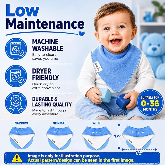 Baby Bibs | Multi-Pack Organic Cotton Bandana Drool Bibs, Soft Absorbent - Image 5