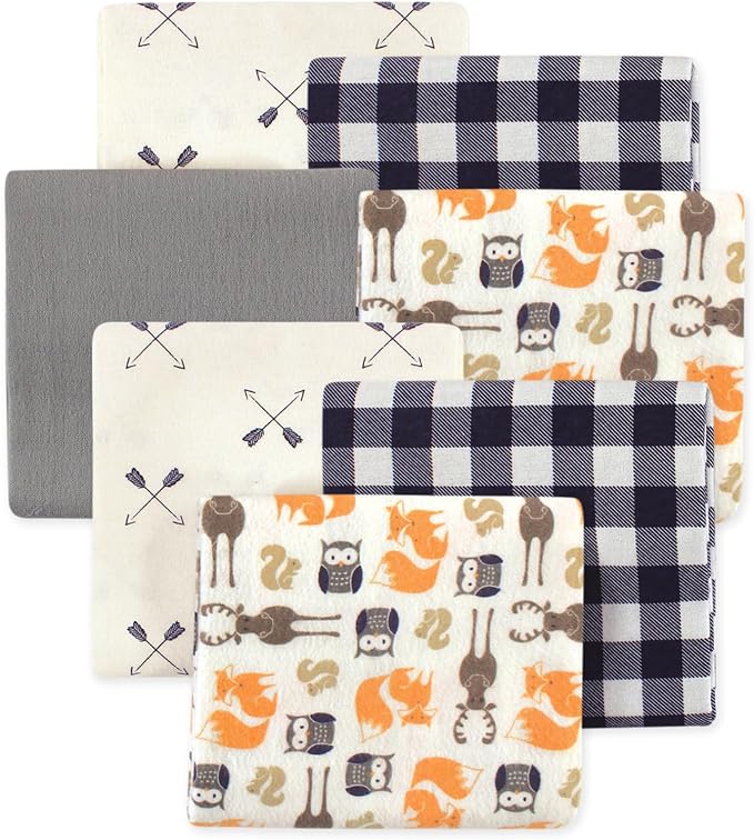 Little Treasure Hudson Baby Cotton Poly Flannel Receiving Blankets Multipack by HudsonBaby
