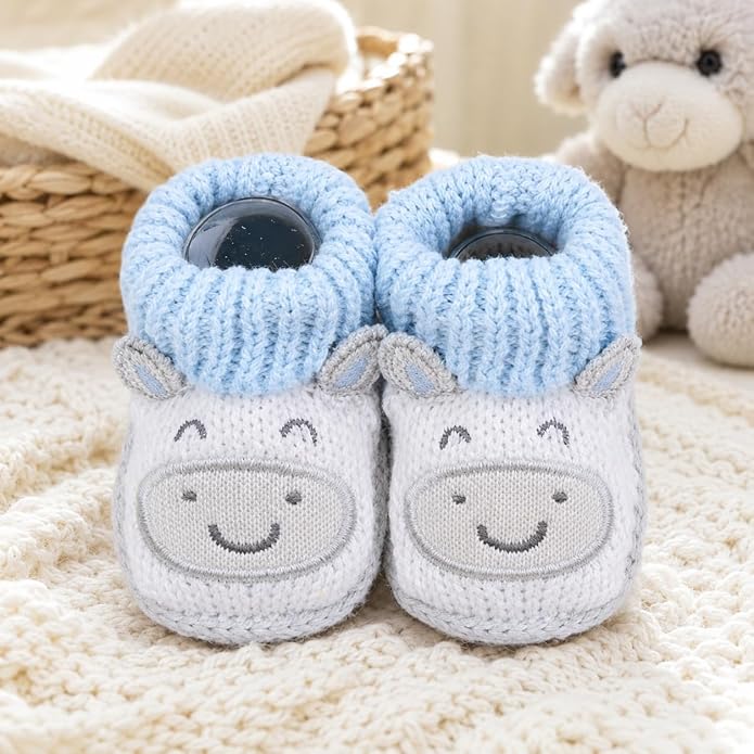 2 Pairs Baby Booties Newborn First Walkers Cozy Shoes Warm Knit Soft Booties - Image 8