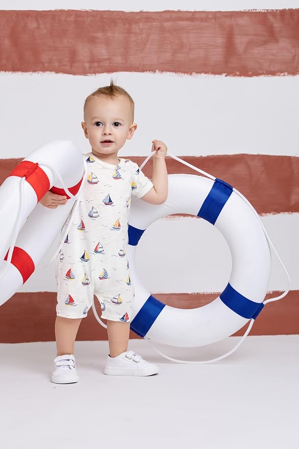 monica + andy Slub Shorty Romper, 100% Organic Baby Clothes - Image 2