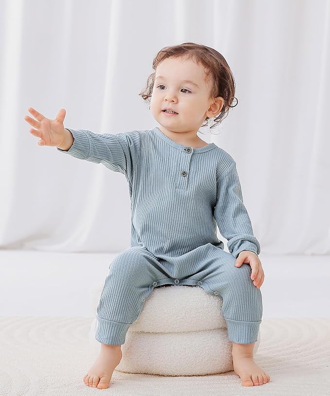Bafeicao Baby Boy Girl 2/3 Pack Solid Romper Ribbed Short/Long Sleeve | - Image 4