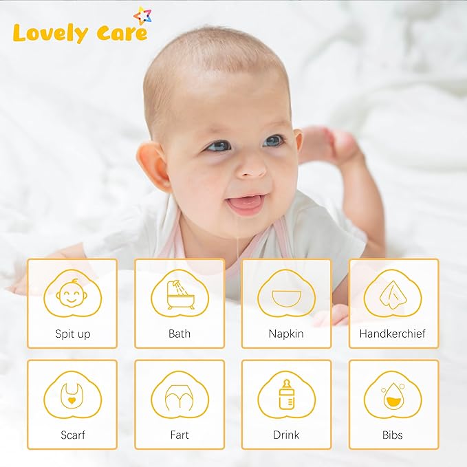 Lovely Care 12 Pack Muslin Burp Cloths 100% Cotton Muslin Cloths Large - Image 3