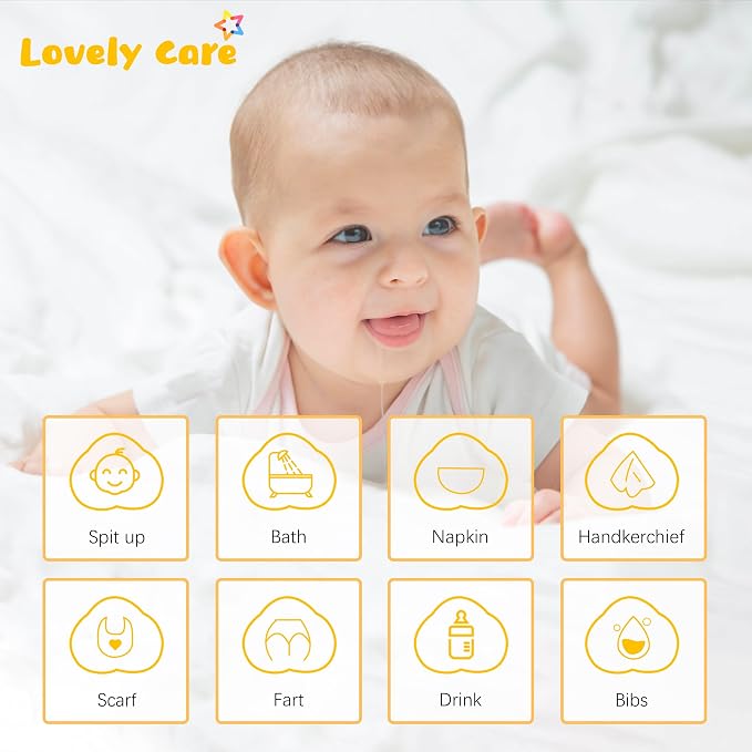 Lovely Care 12 Pack Muslin Burp Cloths 100% Cotton Muslin Cloths Large - Image 3