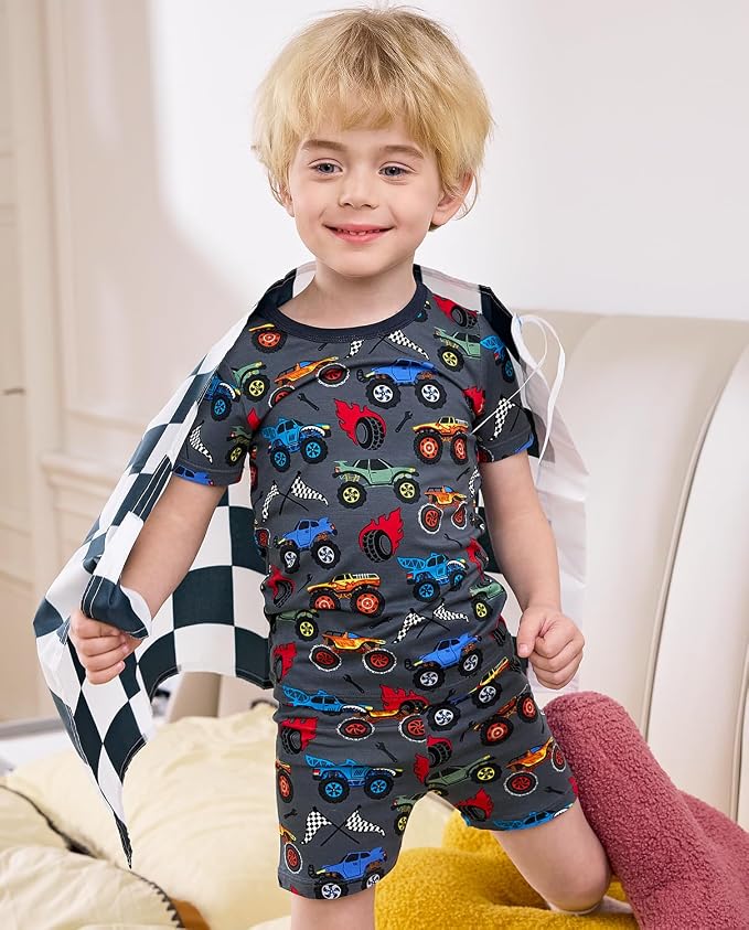 babee Reshinee Bamboo Viscose Toddler Boys Pajamas Set, Short Sleeve Kids - Image 8