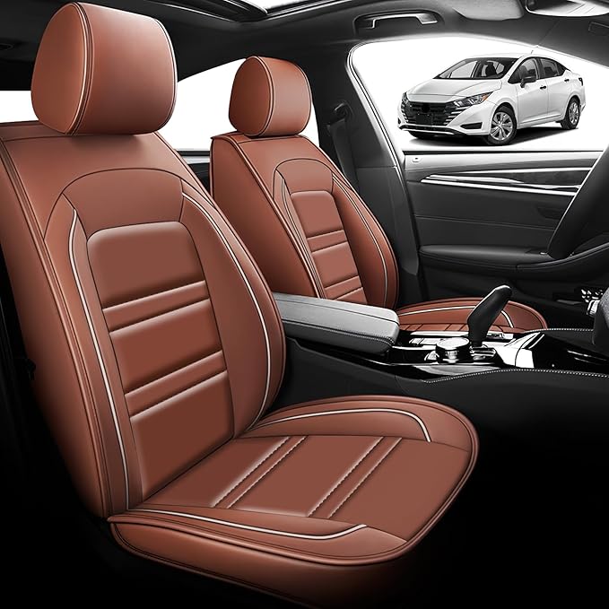 Seat Cover for Nissan Car Versa 2007-2025 | Car Seat Covers Front Seats, Waterproof Seat Protectors, Automotive Front Seat Covers (Front Seat, Coffee)