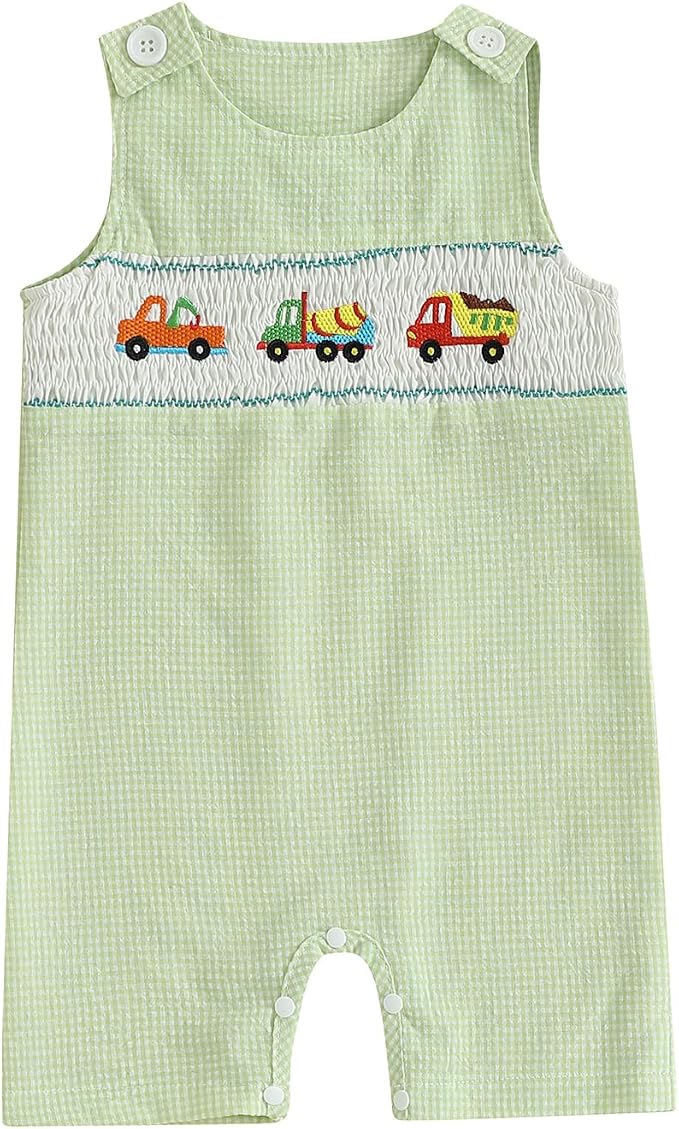 Newborn Baby Boys Sleeveless Seersucker Romper One Piece Straps Overalls by Arvbitana