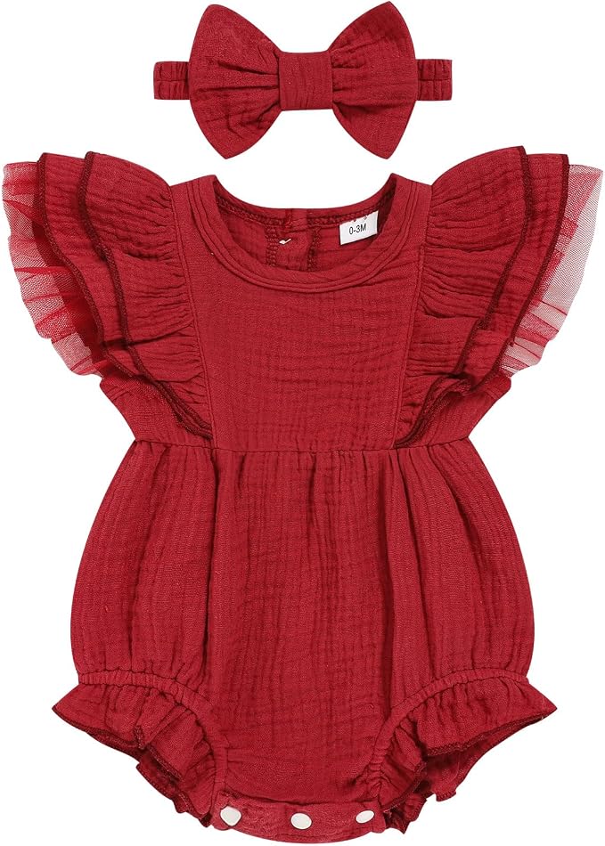 TITKKOP Ruffle Bubble Romper for Baby Girl | One-Piece Shorts Jumpsuit | Summer by TITKKOP