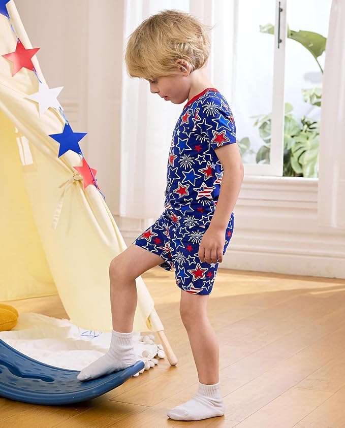 babee Reshinee Bamboo Viscose Toddler Boys Pajamas Set, Short Sleeve Kids - Image 9