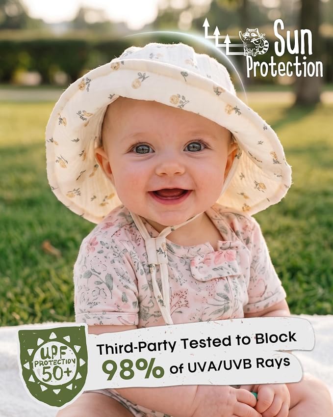 FURTALK Baby Sun Hat Muslin Cotton Toddler Bucket Hat - Image 4