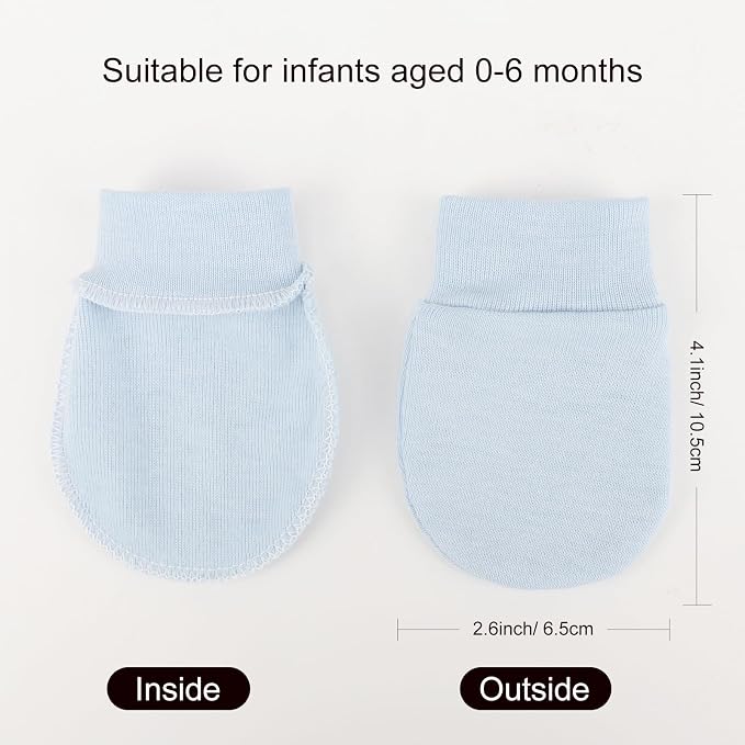 AQOKKA Newborn Baby Mittens No Scratch Cotton Elastic Wrist Gloves Infant - Image 2