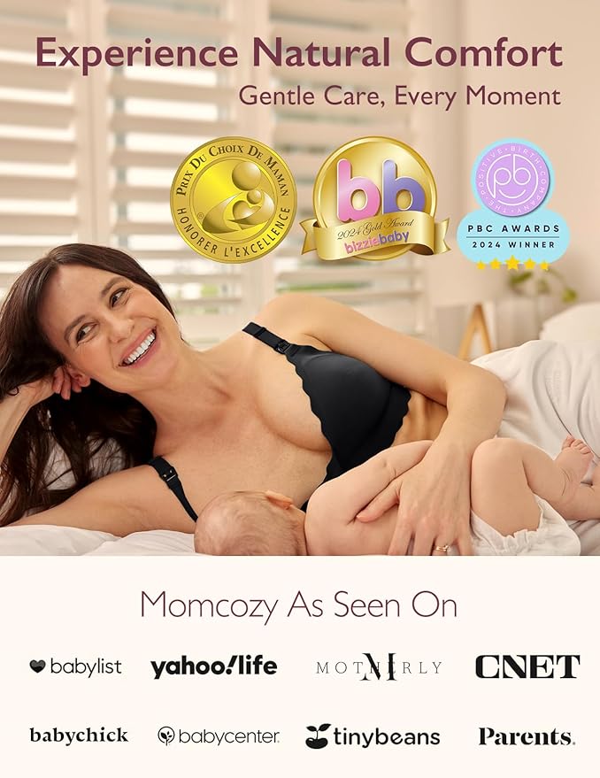 Momcozy Nursing Bras for Breastfeeding, Seamless Pregnancy Maternity Bra Wireless Classic Jelly Strip Support Nursing Bra